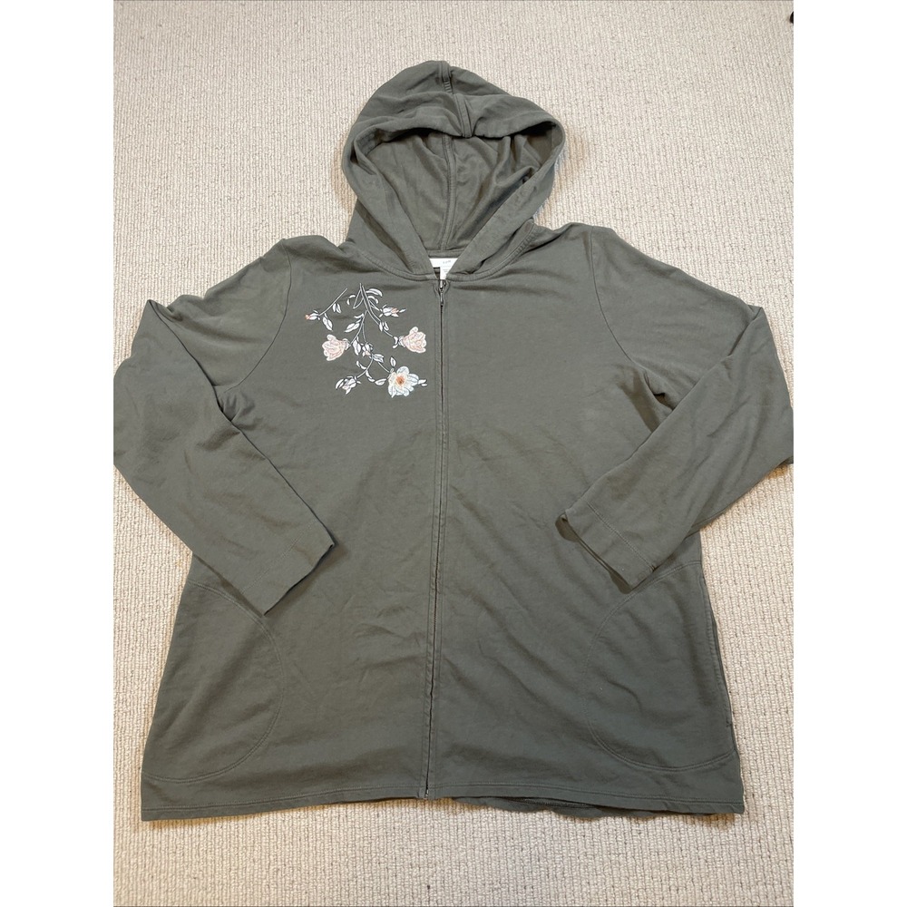 J.Jill Women's Medium  Embroidered Elliptical Full Zip Hoodie